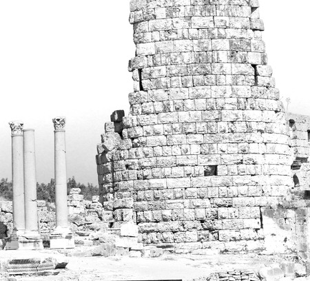 old construction in asia turkey the column  and the roman templeの写真素材