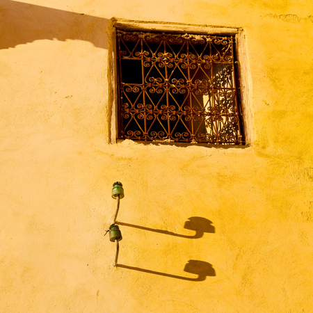 orange   window in morocco africa old construction and brown wall red carpetの写真素材