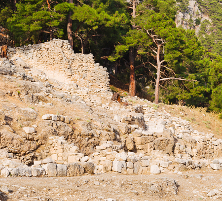old  temple and theatre in arykanda antalya turkey asia sky and ruinsの写真素材