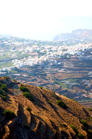 in      cyclades greece santorini europe the sky sea and village from hillの写真素材