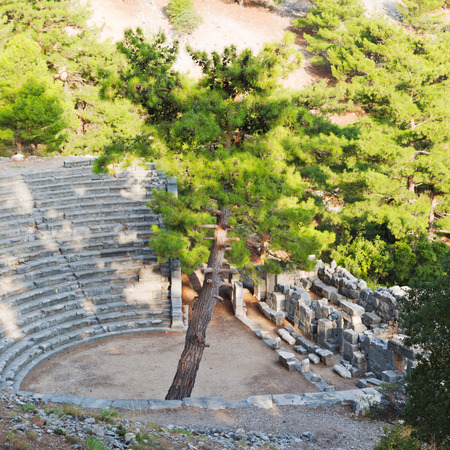 old  temple and theatre in arykanda antalya turkey asia sky and ruinsの写真素材