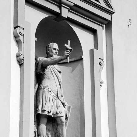 marble in old historical construction italy europe milan and statueの写真素材