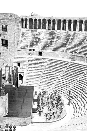 in   turkey     europe      aspendos the old theatre abstract texture    of step and grayの写真素材