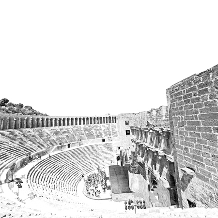 in   turkey     europe      aspendos the old theatre abstract texture    of step and grayの写真素材
