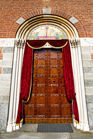 italy  lombardy     in  the  e legnano   old   church  closed brick tower     wallの写真素材
