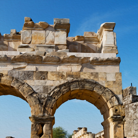 pamukkale    old       construction     in asia turkey the column  and the roman templeの写真素材