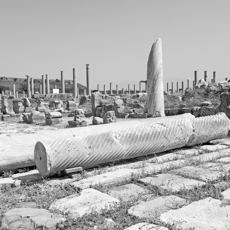 old   construction in asia   turkey the column  and the roman templeの写真素材