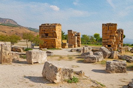pamukkale    old       construction     in asia turkey the column  and the roman templeの写真素材