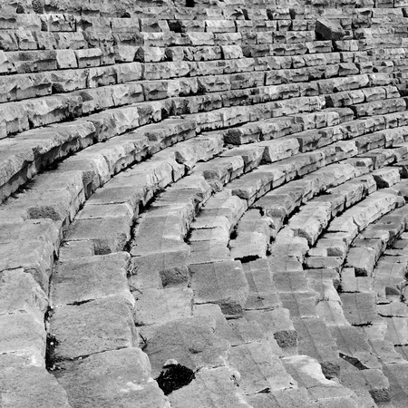 in   turkey    europe    aspendos the old theatre abstract texture    of step and gray