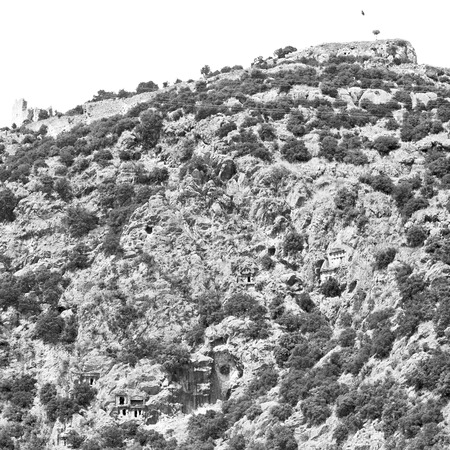 myra      in turkey europe   old roman necropolis and indigenous tomb stoneの写真素材