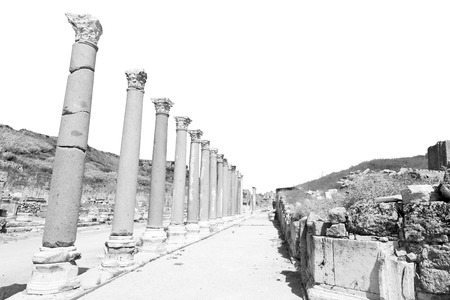 old   construction in asia turkey the column  and the roman templeの写真素材