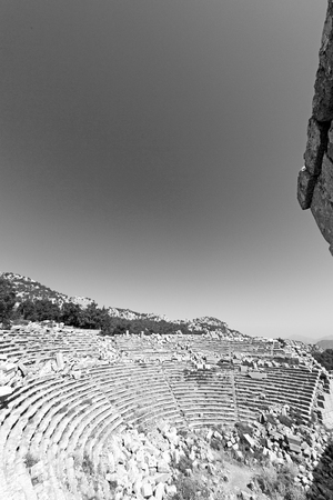 old  temple and theatre in termessos antalya turkey asia sky and ruinsの写真素材