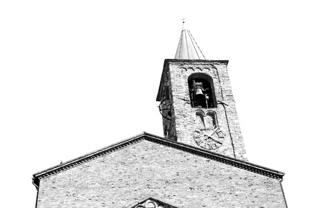 ancien clock tower in italy europe old  stone antique     and bellの写真素材