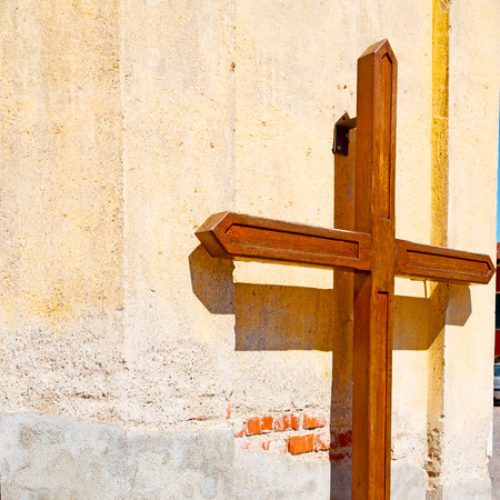 wall abstract     cross in      italy europe and the sky backgroundの写真素材