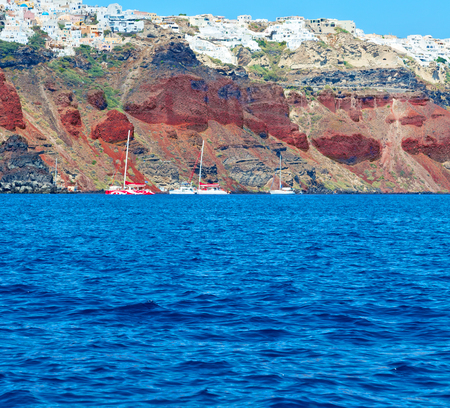 from    boat   in europe greece santorini island house and rocks the skyの写真素材