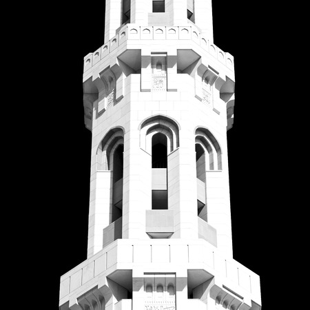 minaret and religion in clear sky in oman muscat the old mosqueの写真素材