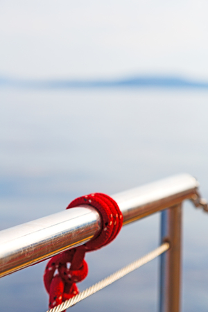 rope    and metal in the blue skay aocean mediterranean seaの写真素材