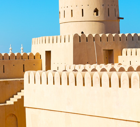 fort battlesment sky and    star brick in oman   muscat the old defensive