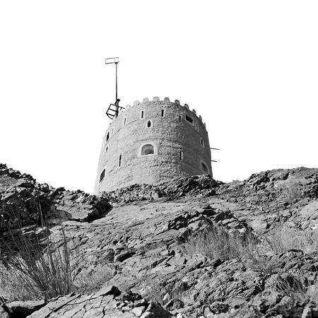 fort battlesment sky and   star brick in oman muscat the old defensiveのeditorial素材