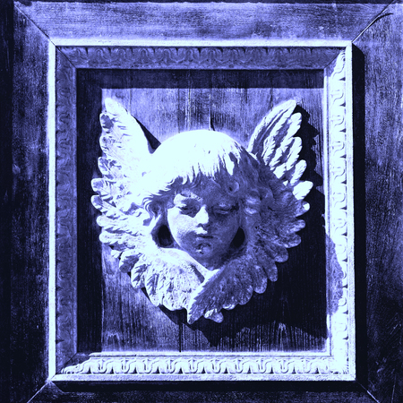 abstract angel   texture of a     brown  antique wooden     old doorの写真素材