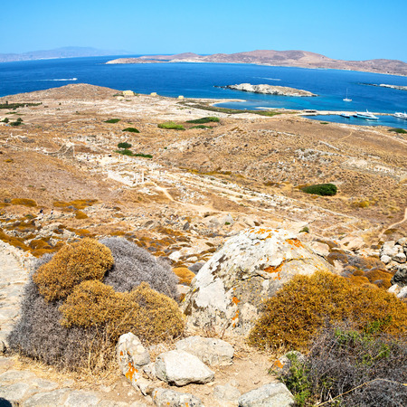 in delos greece the historycal acropolis and    old ruin siteの写真素材