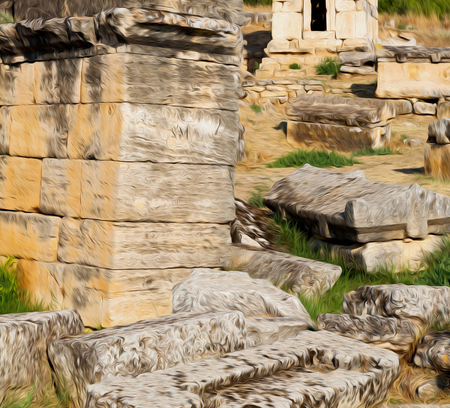 pamukkale    old       construction in asia turkey the column  and the roman templeの写真素材