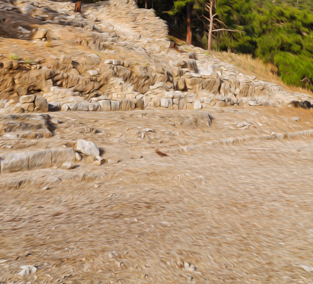 old  temple and theatre in arykanda antalya turkey asia sky and ruinsの写真素材
