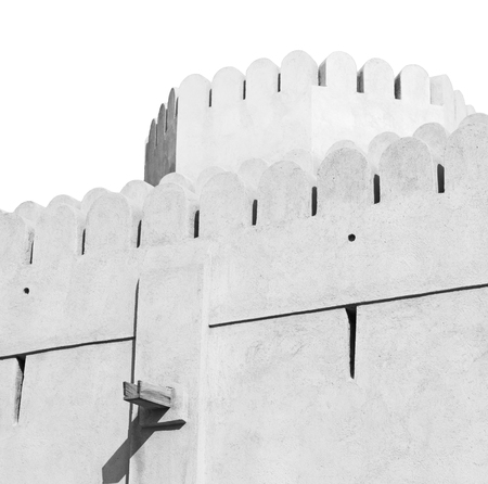 fort battlesment sky and    star brick in oman   muscat the old defensiveの写真素材