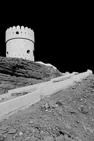fort battlesment sky and   star brick in oman muscat the old defensiveのeditorial素材