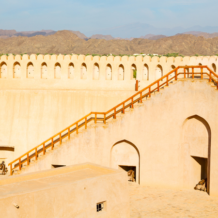 fort battlesment sky and    star brick in oman   muscat the old defensiveのeditorial素材