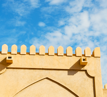 fort battlesment sky and    star brick in oman   muscat the old defensiveの写真素材
