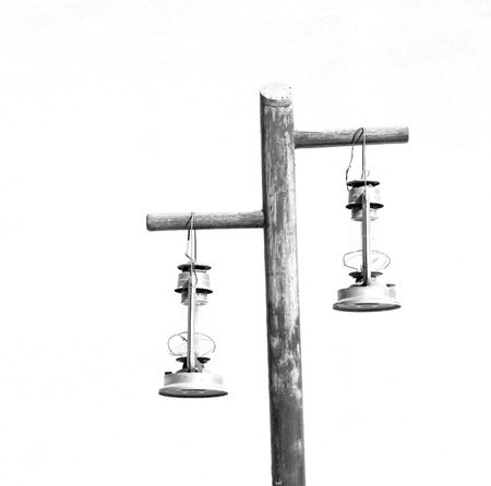 and abstract background in oman old oil  streetlamp in the wallの写真素材