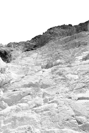 santorini    europe greece and dry bush rock alone in the skyの写真素材