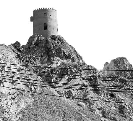 fort battlesment sky and   star brick in oman muscat the old defensiveの写真素材