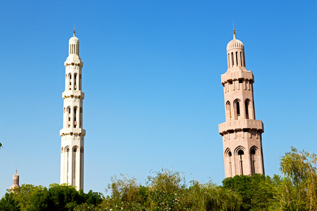 minaret and religion in clear sky in oman muscat the  old mosqueの写真素材