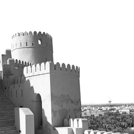 fort battlesment sky and    star brick in oman   muscat the old defensiveのeditorial素材
