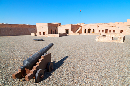 fort  battlesment sky and    star brick in oman    muscat the old defensiveのeditorial素材
