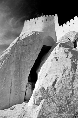 fort battlesment sky and   star brick in oman muscat the old defensiveのeditorial素材