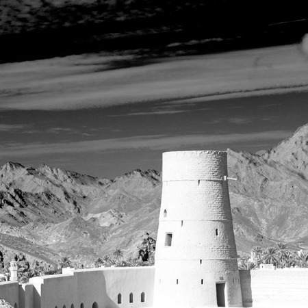 fort battlesment sky and    star brick in oman   muscat the old defensiveの写真素材