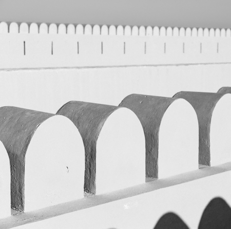 fort battlesment sky and    star brick in oman   muscat the old defensiveの写真素材