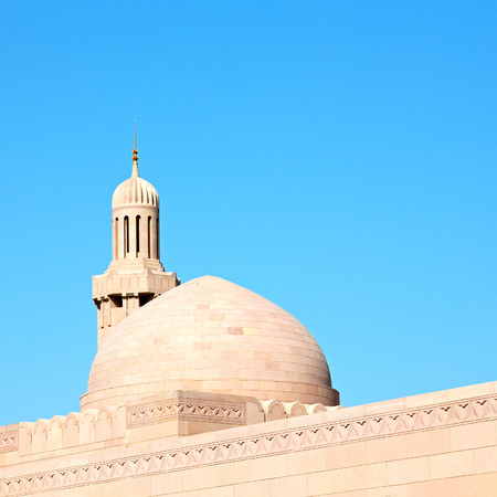 minaret and religion in clear sky in oman muscat the old mosqueの写真素材