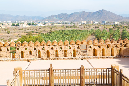 fort battlesment sky and    star brick in oman    muscat the old defensiveのeditorial素材