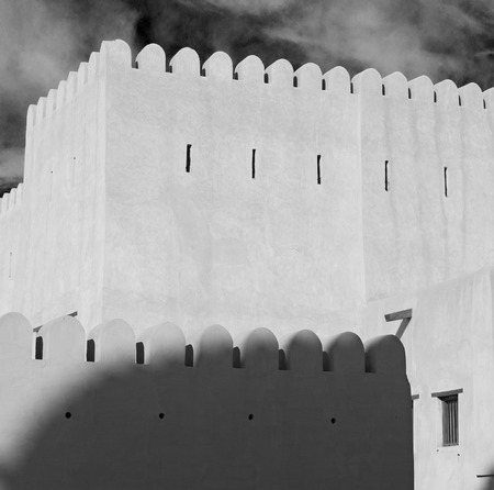 fort battlesment sky and    star brick in oman   muscat the old defensiveの写真素材