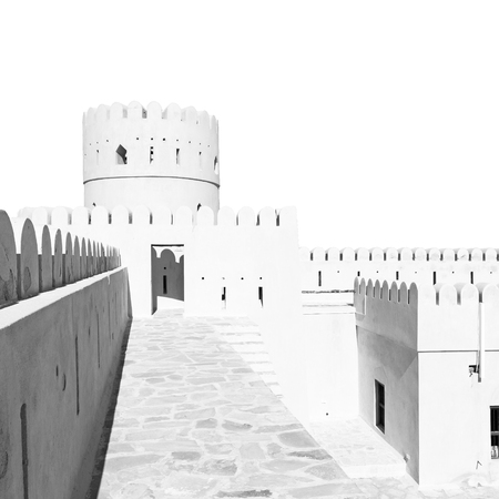 fort battlesment sky and    star brick in oman   muscat the old defensiveの写真素材
