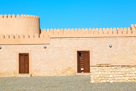 fort battlesment sky and    star brick in oman   muscat the old defensiveの写真素材