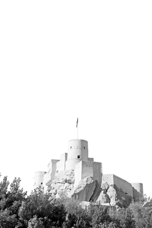 fort battlesment sky and   star brick in oman muscat the old defensiveのeditorial素材