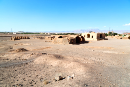blur in iran near yazd the antique zoroastrian temple abandonated house and contructionの写真素材