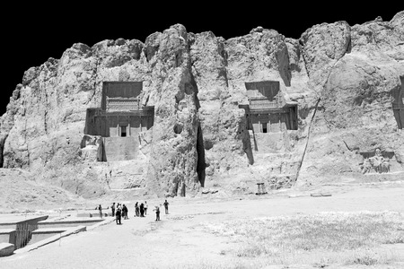 blur in iran near persepolis the old ruins historical destination monuments and mountainのeditorial素材