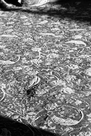 in oman old carpet and pillow like table to restの写真素材