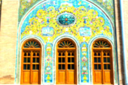 blur in iran the old decorative flower  tiles from antique mosque like backgroundの写真素材